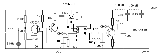 500 KHz / 5 MHz oscillator diagram